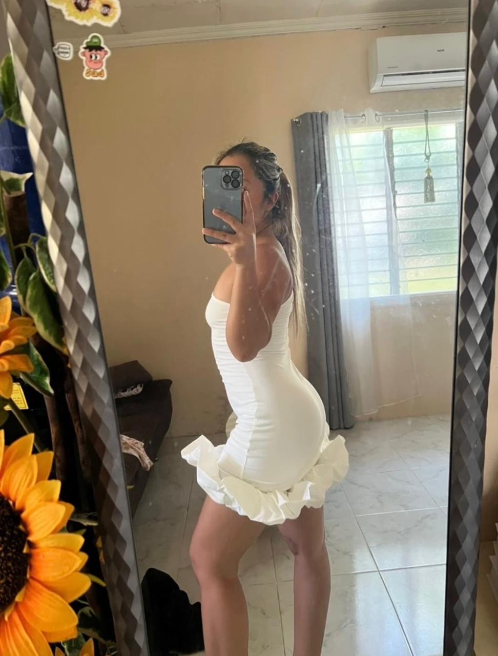 White Short Dress One Shoulder | immediate