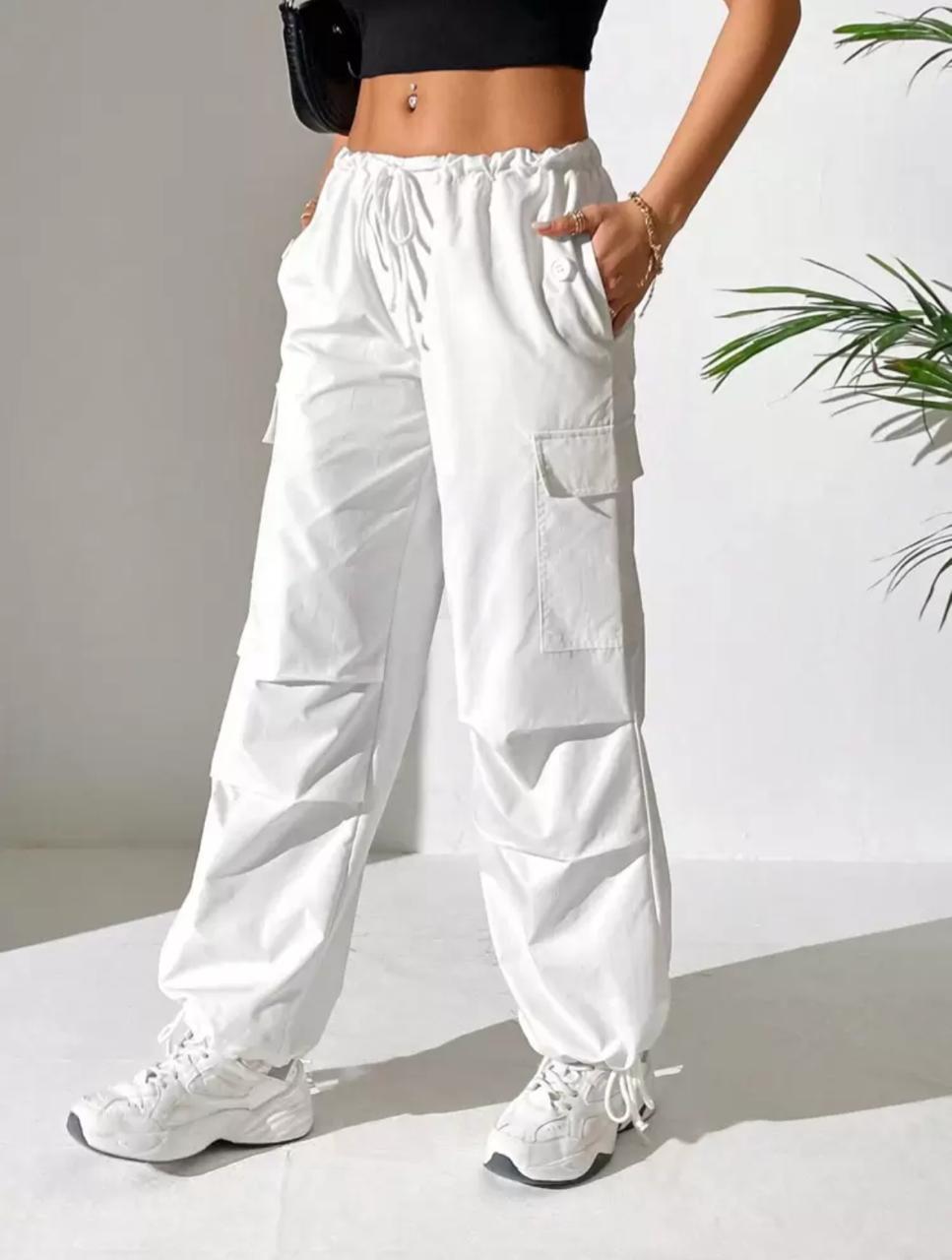 Parachute Cargo White Pants | immediate