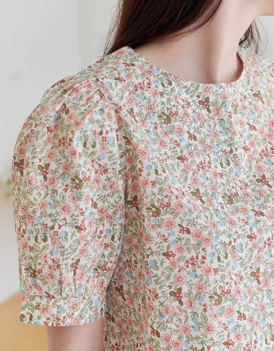 Dazy Disty Floral Puff Sleeve Blouse  | immediate