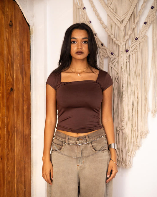 Square Neck Half Sleeves Top