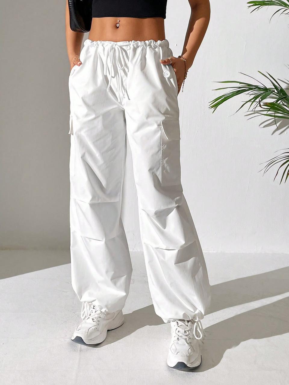 Parachute Cargo White Pants | immediate