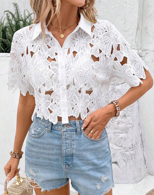 White short sleeve chemise | immediate